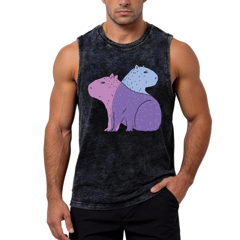 Tokyocanvas Double Capybaras Washed Tank