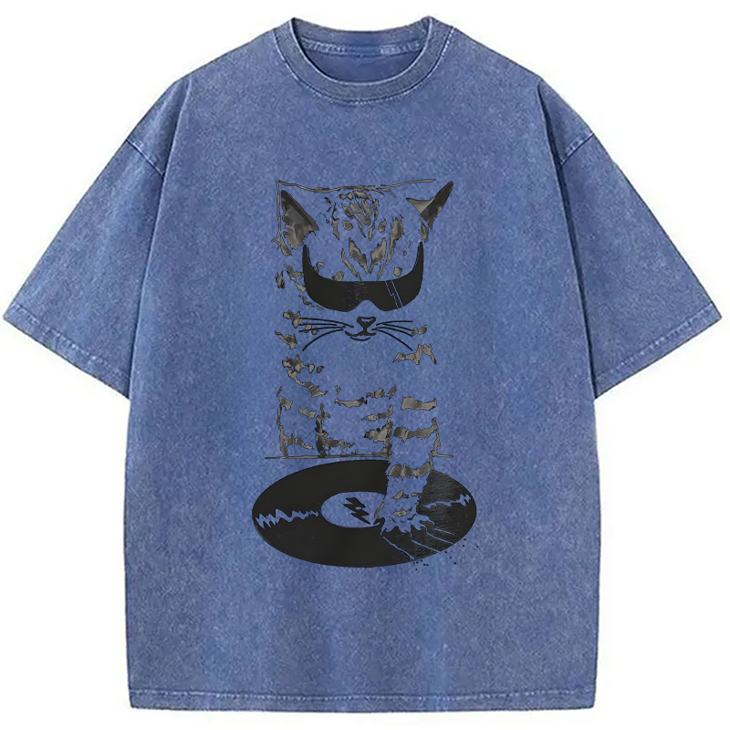 Tokyocanvas DJ Cat Washed T-Shirt