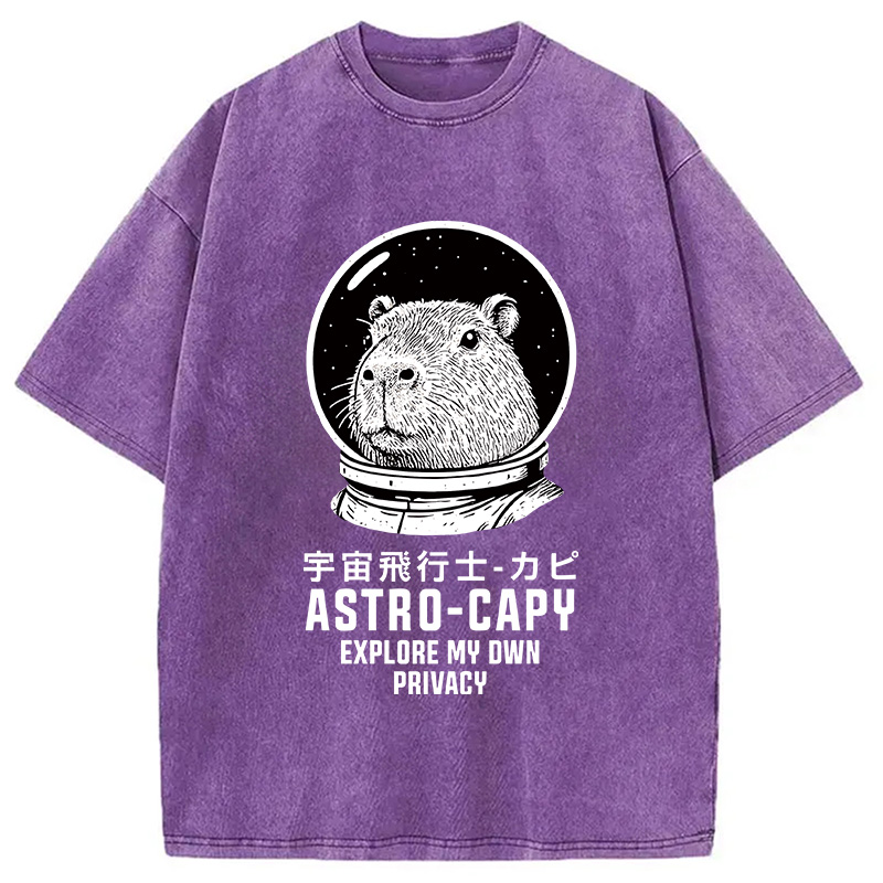 Tokyocanvas Astronaut Capybara Washed T-Shirt