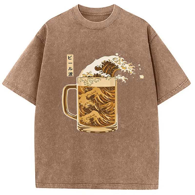Tokyocanvas Japanese Wave Beer Washed T-Shirt