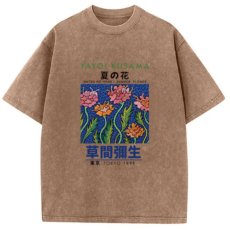 Tokyocanvas Summer Flowers Vintage Washed T-Shirt