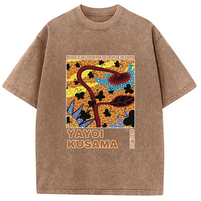 Tokyocanvas Dotted Art Flower Washed T-Shirt