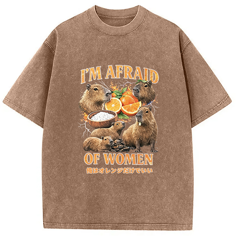 Tokyocanvas Capybara Oranges Graphic Washed T-Shirt