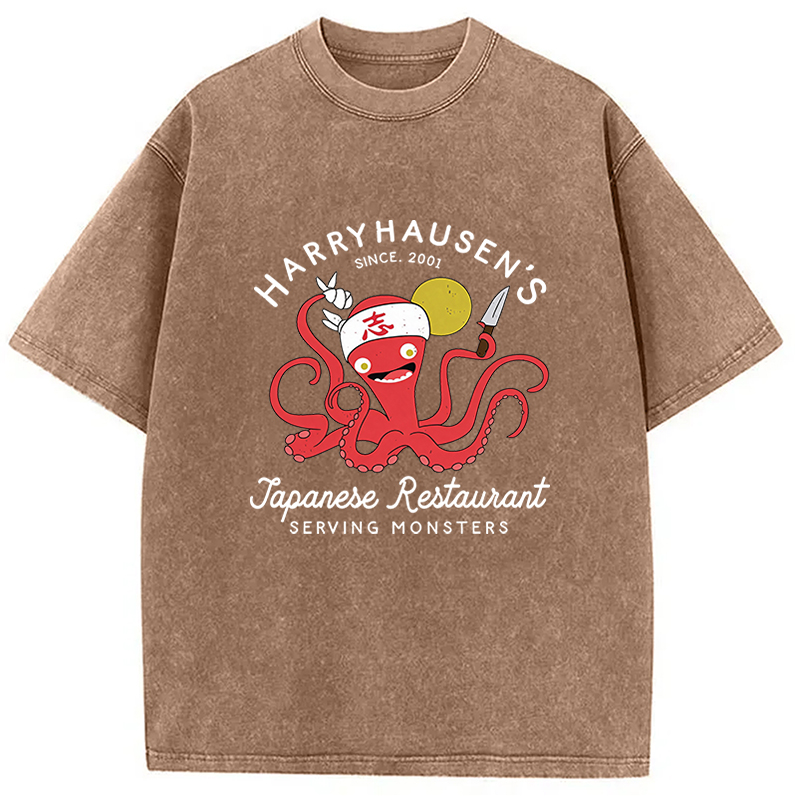 Tokyocanvas Harryhausen's Japanese Restaurant  Washed T-Shirt