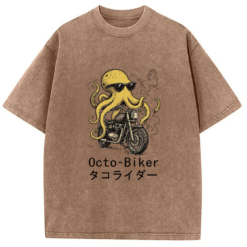 Tokyocanvas Octopus Motorcycle Washed T-Shirt