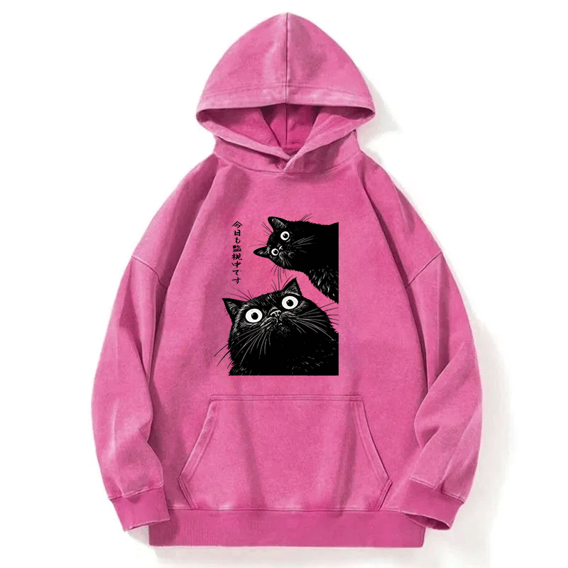 Tokyocanvas The Cat Is Watching Today Washed Hoodie