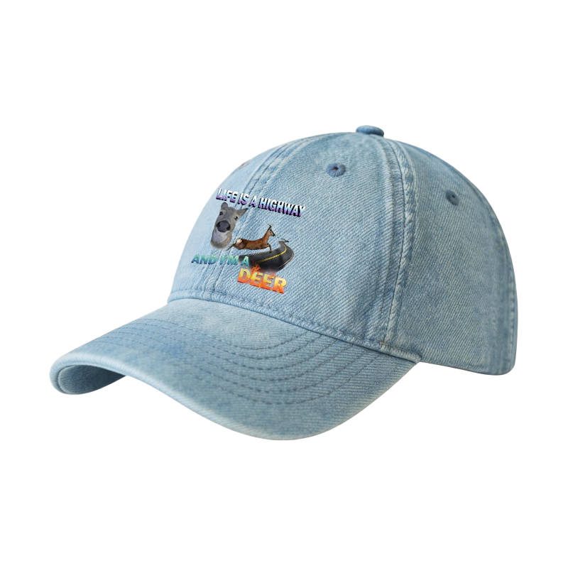 Tokyocanvas Life Is A Highway I Am A Deer Meme Denim Cap
