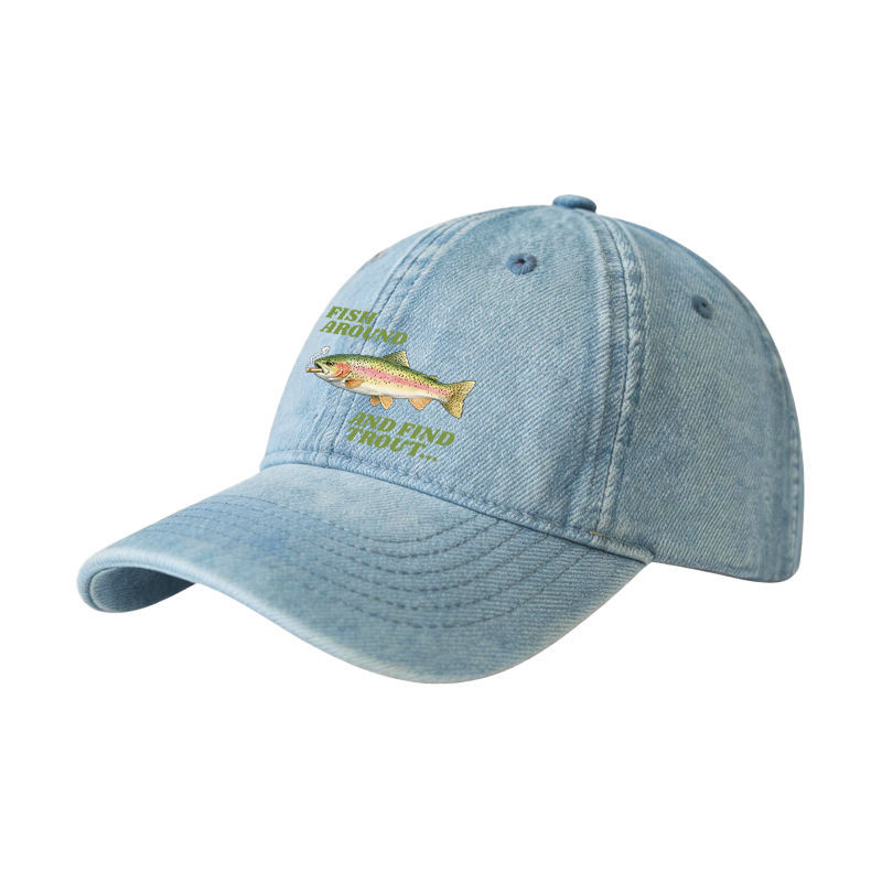 Tokyocanvas Fish Around and Find Trout Meme Denim Cap