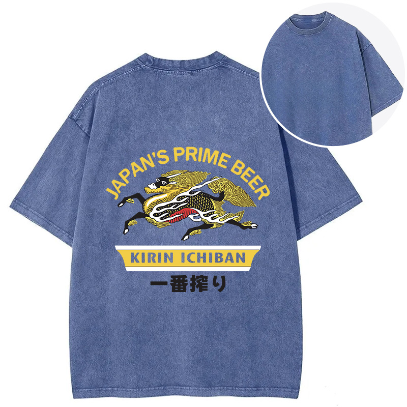 Tokyocanvas Kirin Ichiban Beer Logo Japanese Back Washed T-Shirt