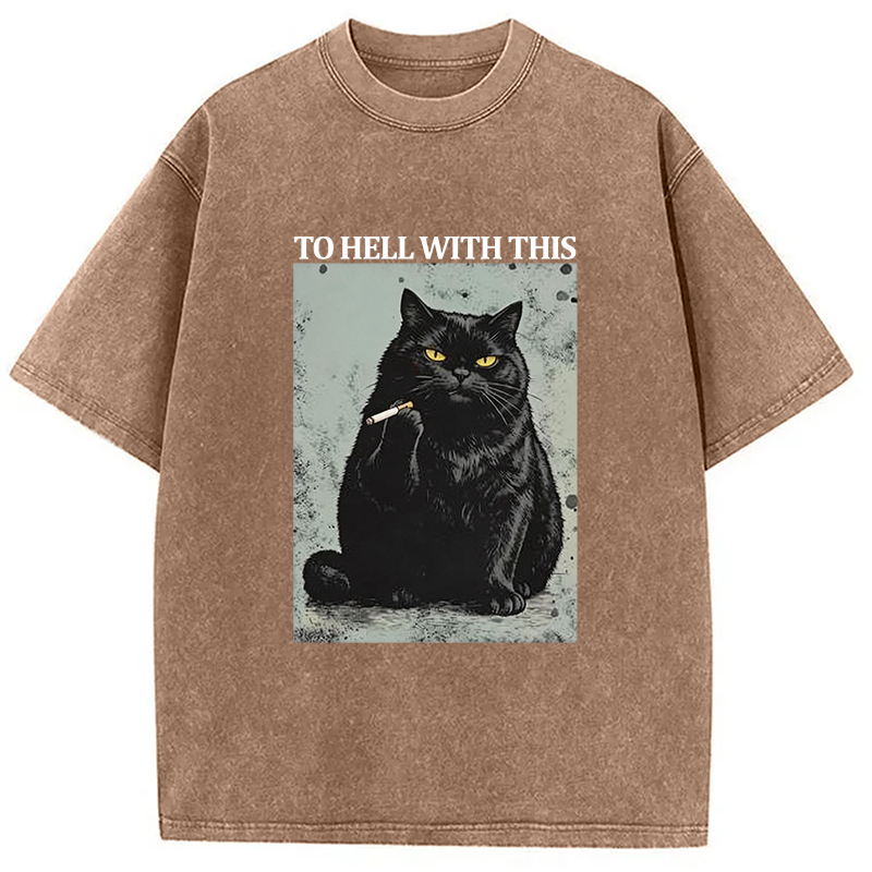 Tokyocanvas Fuck This Shit Black Cat Washed T-Shirt