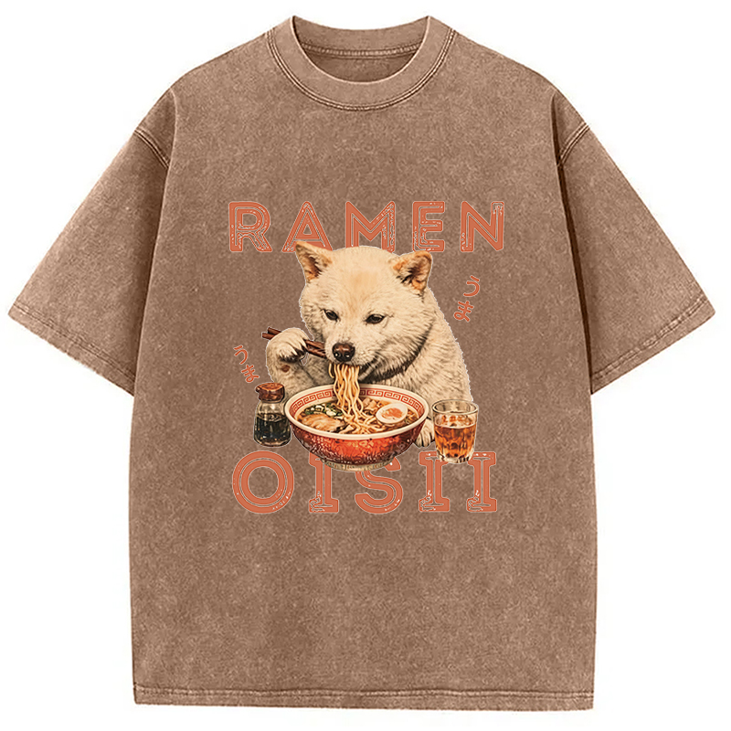 Tokyocanvas Shiba Inu Ramen Washed T-Shirt