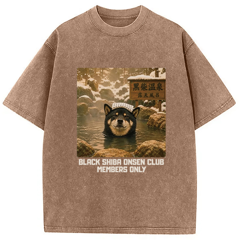 Tokyocanvas Black Shiba Inu Onsen Washed T-Shirt