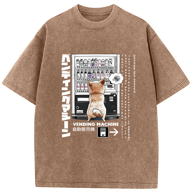 Tokyocanvas Shiba Inu Vending Machine Meme Graphic Washed T-Shirt