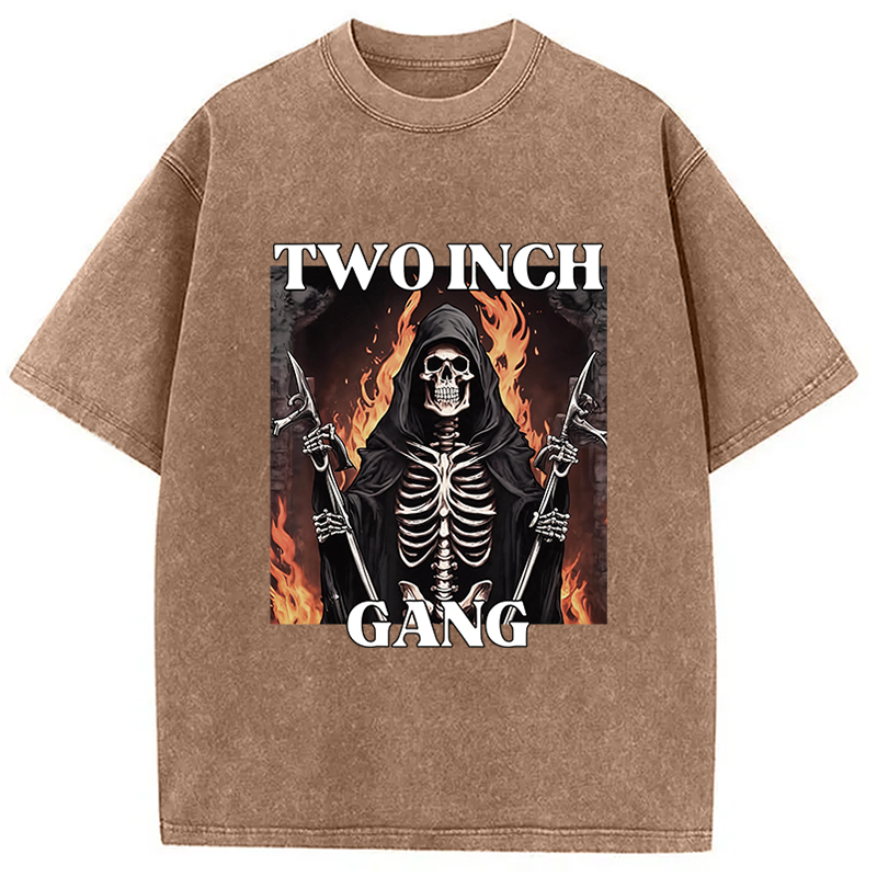 Tokyocanvas Funny Cringe Hard Skeleton Meme Washed T-Shirt
