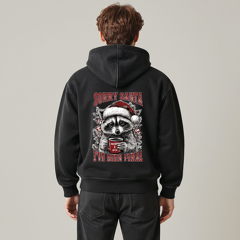 Tokyocanvas Sorry Santa I've Been Feral Washed Zip Hoodie