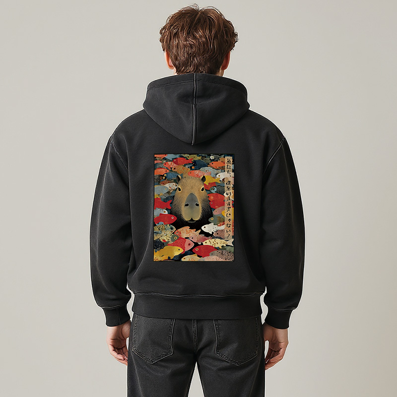 Tokyocanvas Am I Too Lovable Capybara Washed Zip Hoodie