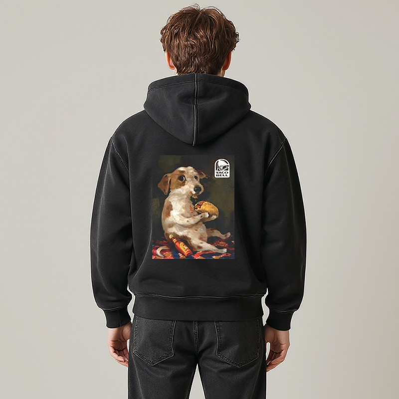 Tokyocanvas Dog Chill With Taco Bell Vintage Washed Zip Hoodie