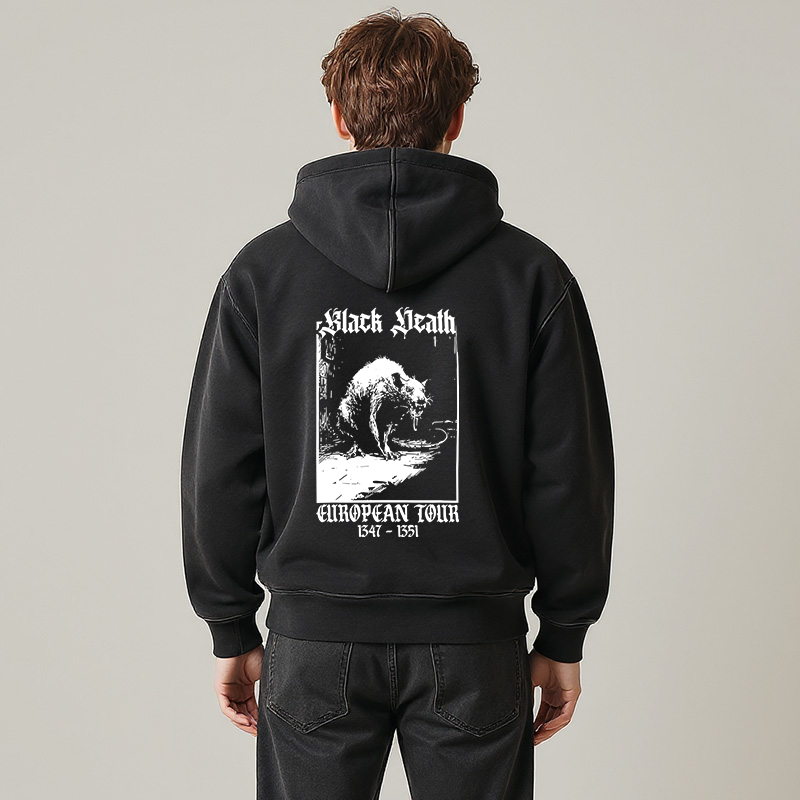 Tokyocanvas Black Death Rat Washed Zip Hoodie