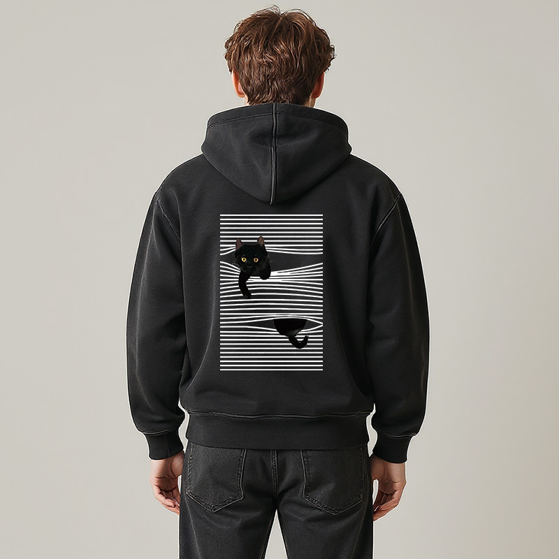 Tokyocanvas Cat Scratching Curtain Washed Zip Hoodie