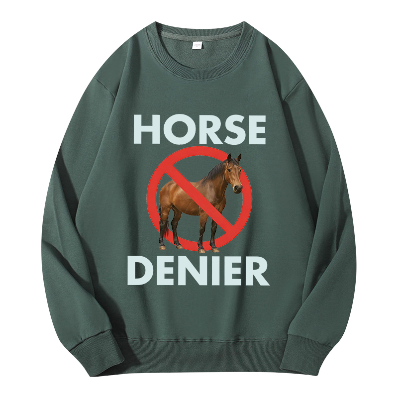 Tokyocanvas Funny Horse Denier Conspiracy Theory Classic Sweatshirt