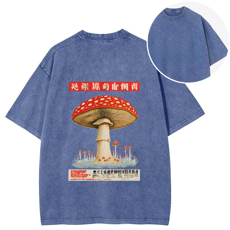 Tokyocanvas Psychedelic Mushroom Japanese Back Washed T-Shirt
