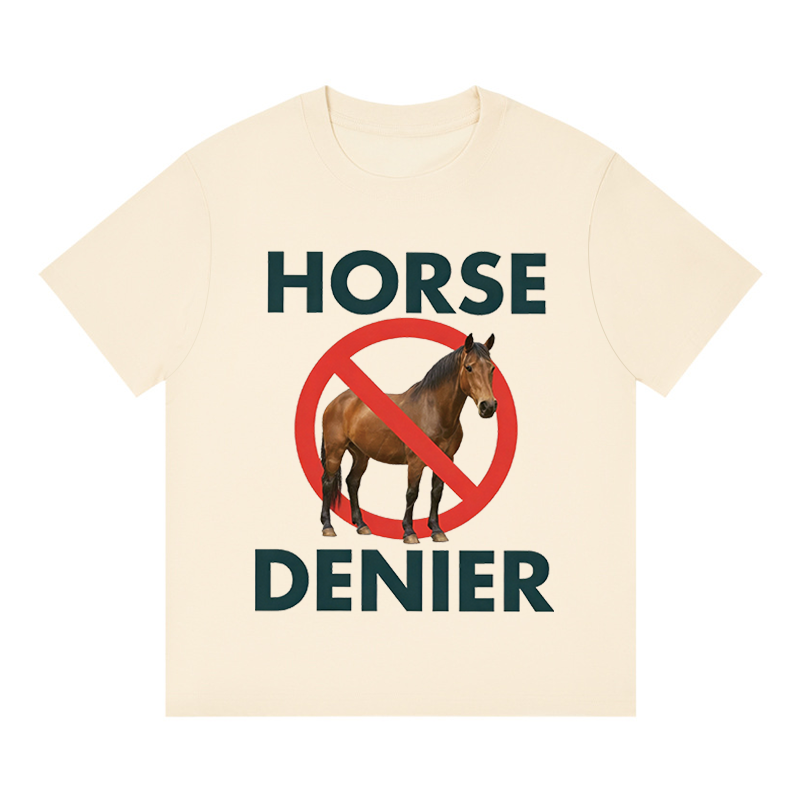 Tokyocanvas Funny Horse Denier Conspiracy Theory Boxy T-shirt
