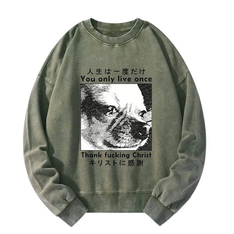 Tokyocanvas You Only Live Once Washed Sweatshirt
