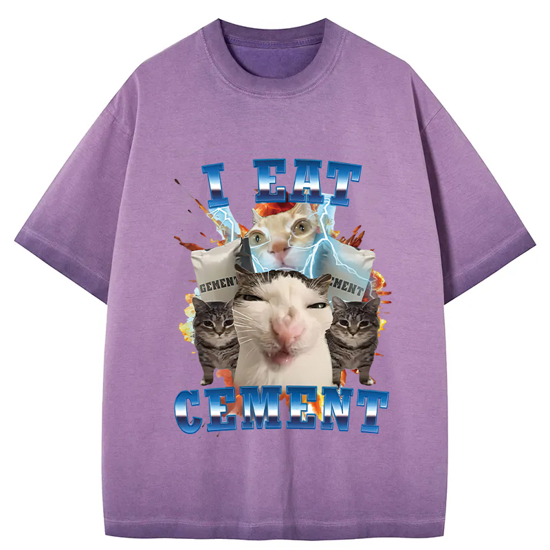Tokyocanvas I Eat Cement Funny Cat Meme Gradient Washed T-Shirt