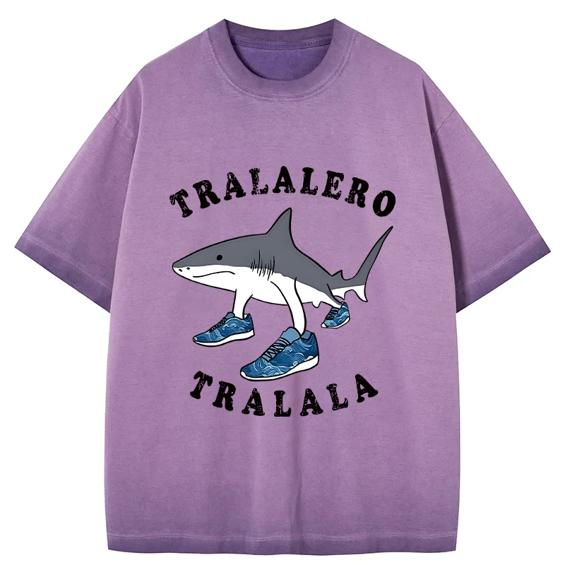 Tokyocanvas Tralalero Tralala Funny Gradient Washed T-Shirt