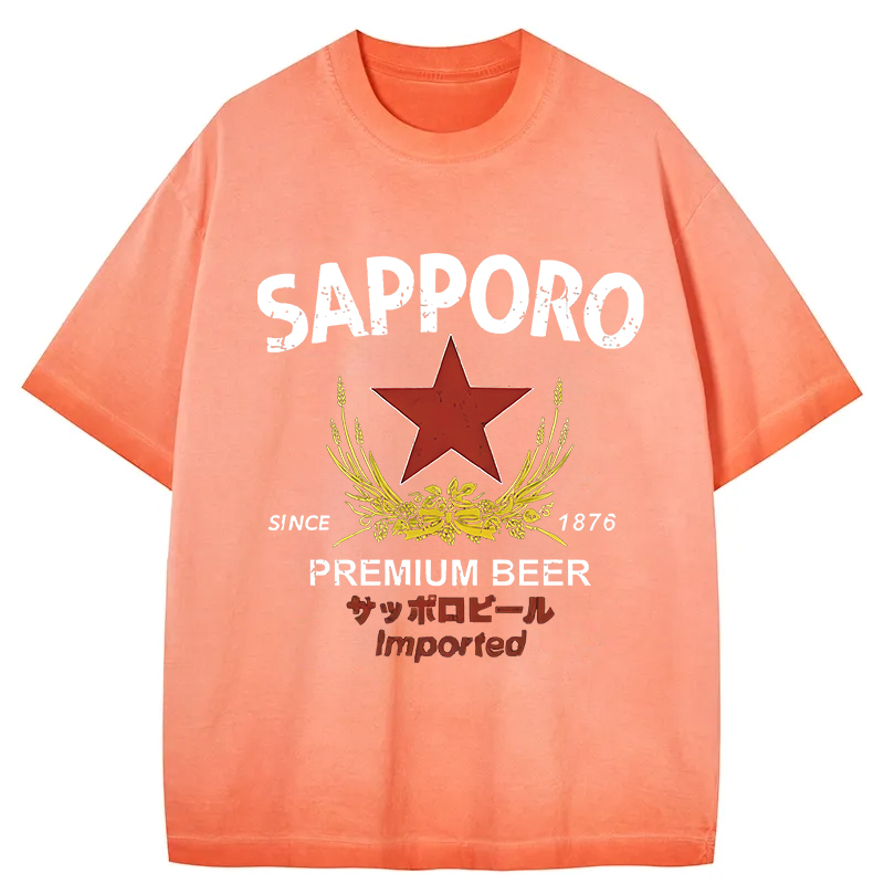 Tokyocanvas Sapporo Beer Essential Gradient Washed T-Shirt