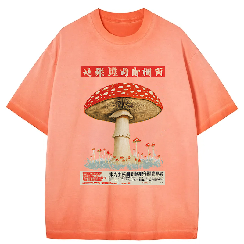 Tokyocanvas Psychedelic Mushroom Japanese Gradient Washed T-Shirt