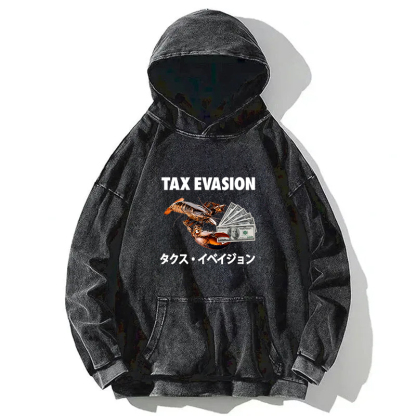 Tokyocanvas Tux Evasion Funny Washed Hoodie