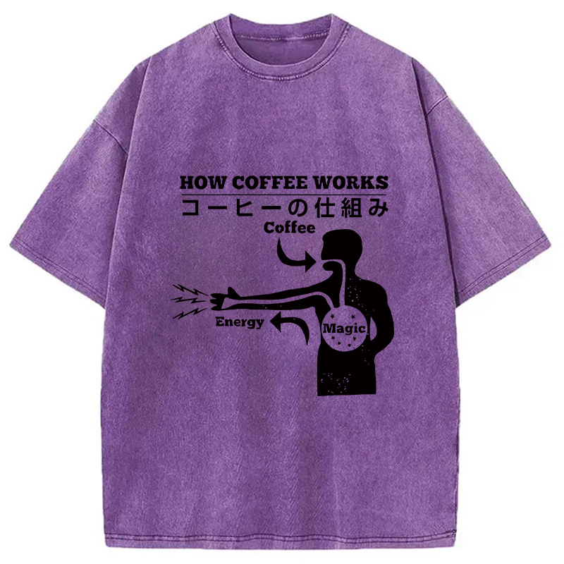 Tokyocanvas How Coffee Works Washed T-Shirt