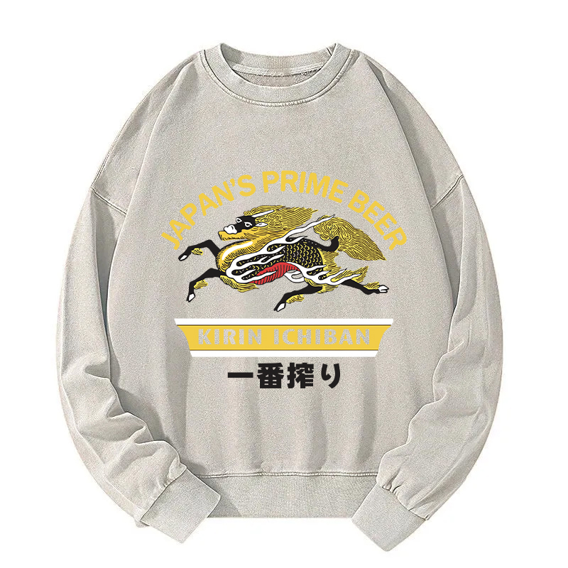 Tokyocanvas Kirin Ichiban Beer Logo Japanese Washed Sweatshirt