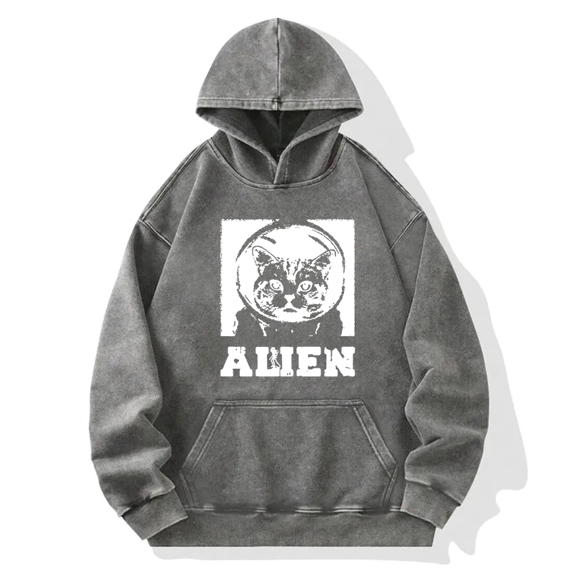 Tokyocanvas Alien Cat Washed Hoodie