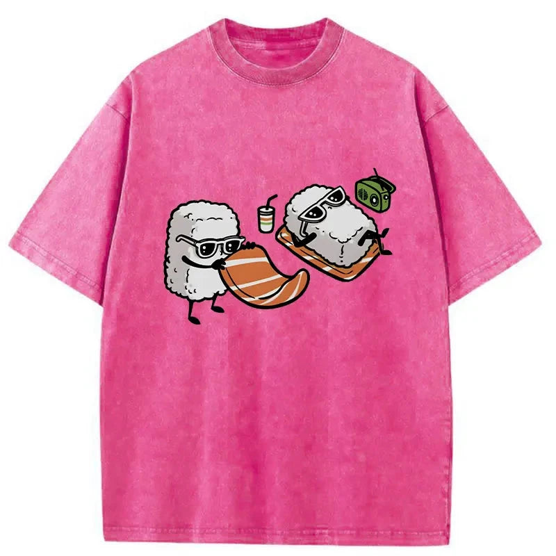Tokyocanvas Sunbathing Sushi Washed T-Shirt