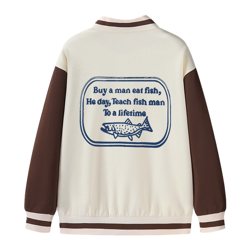 Tokyocanvas Teach fish man To a lifetime Varsity Jacket