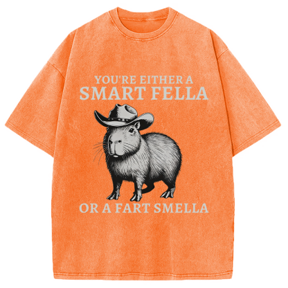 Tokyocanvas Retro Smart Fella Capybara 90s Washed T-Shirt