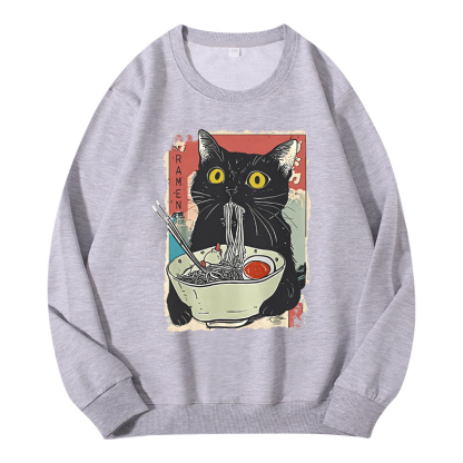 Tokyocanvas Cute Cat Eating Ramen Classic Sweatshirt