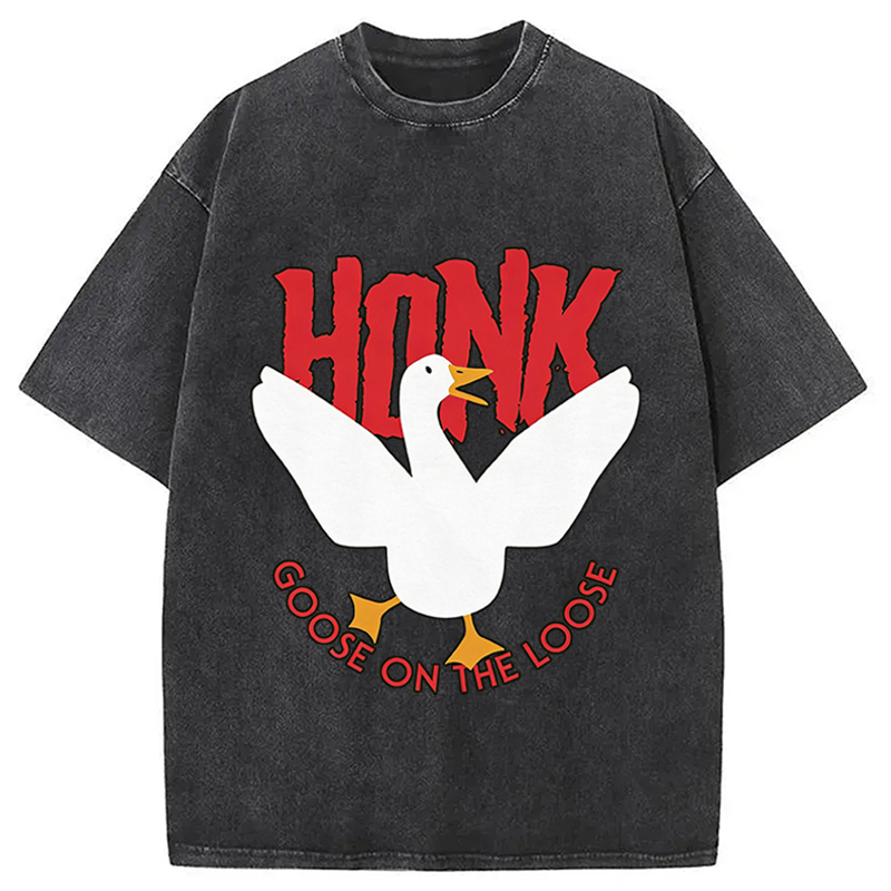 Tokyocanvas Honk Goose On The Loose Washed T-Shirt