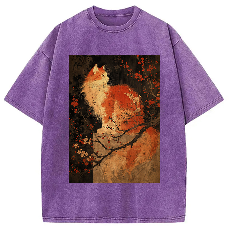 Tokyocanvas Japan Cat Washed T-Shirt