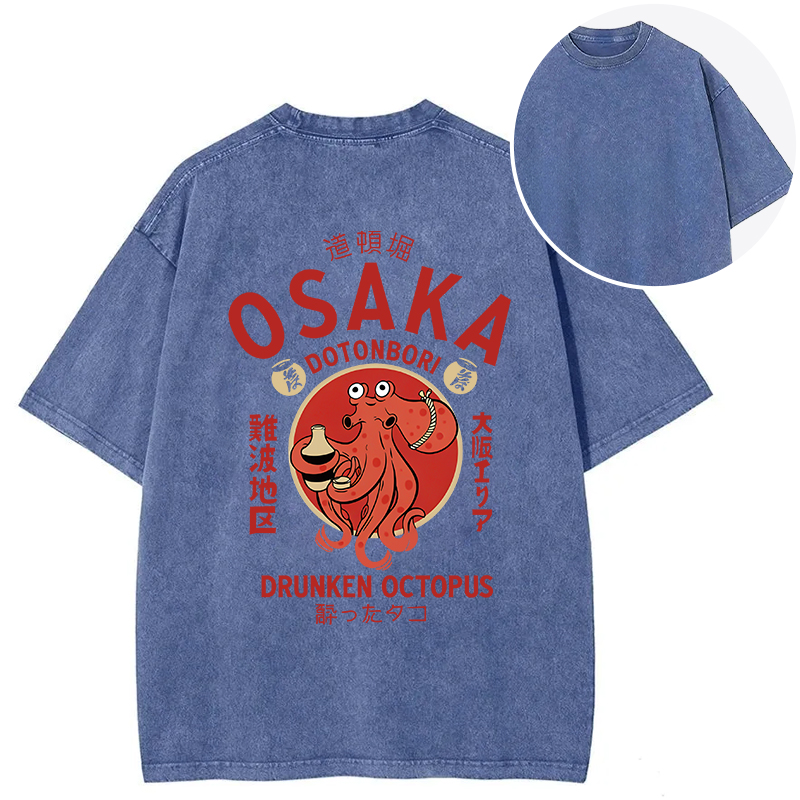 Tokyocanvas Drunken Octopus Japan Back Washed T-Shirt