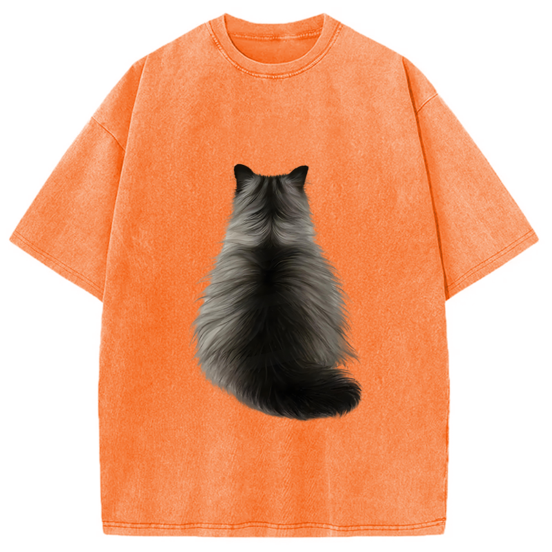 Tokyocanvas Cat's Back Ink Painting Washed T-Shirt