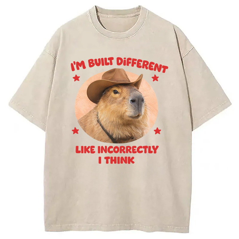 Tokyocanvas I'm Built Different Like Incorrectly Capybara Washed T-Shirt