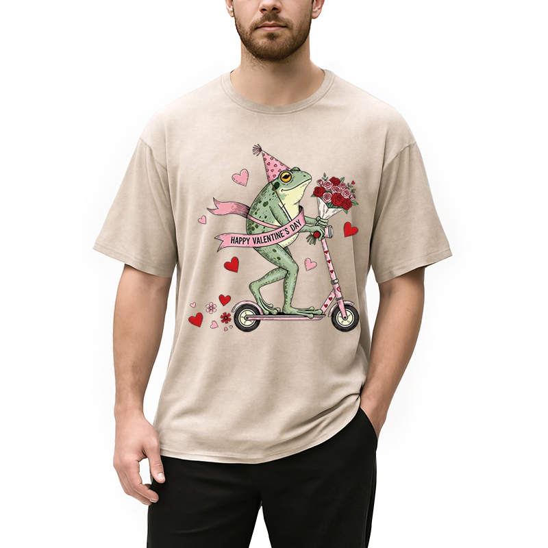 Tokyocanvas Funny Frog Valentine Washed T-Shirt