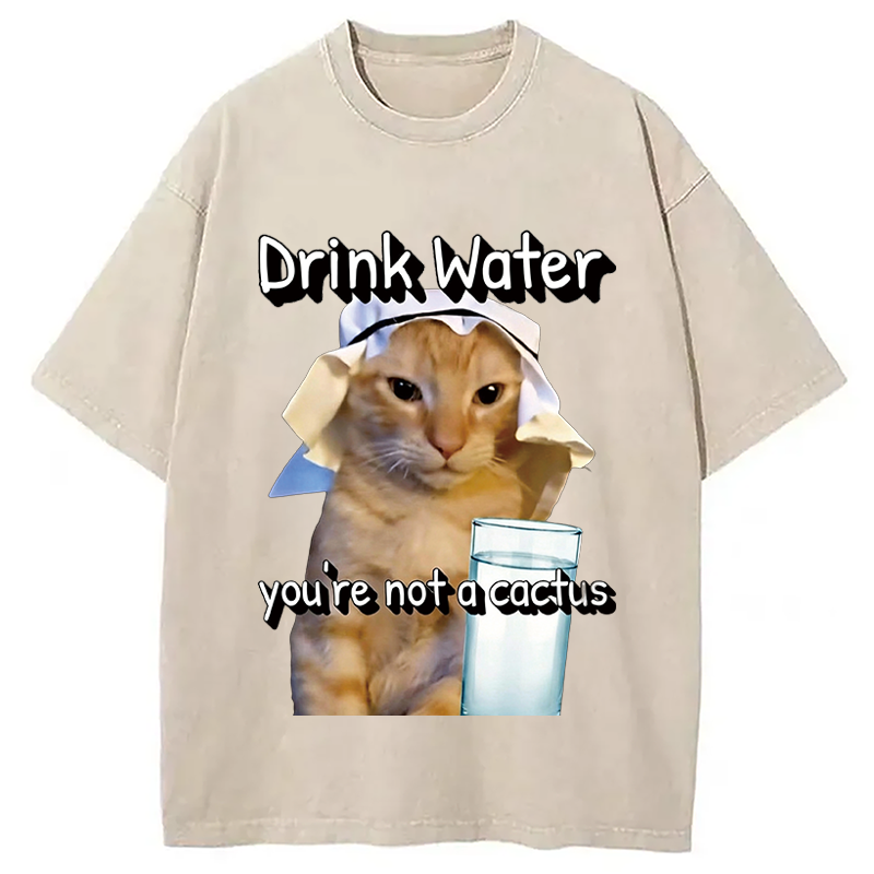 Tokyocanvas Drink Water Washed T-Shirt