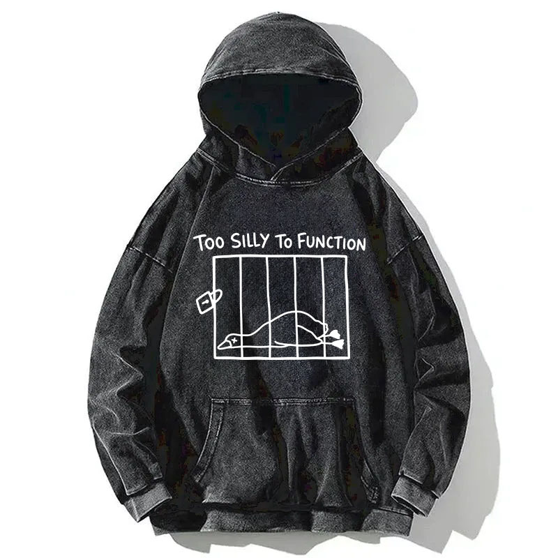 Tokyocanvas Too Silly To Function Goose Meme Washed Hoodie