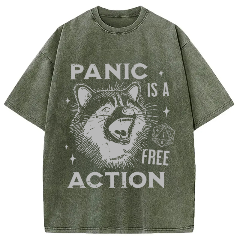 Tokyocanvas Panic Is A Free Action Washed T-Shirt