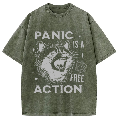 Tokyocanvas Panic Is A Free Action Washed T-Shirt