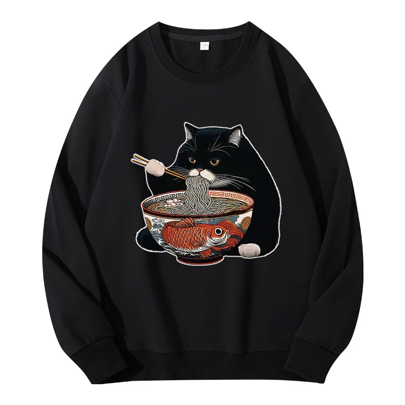 Tokyocanvas Fat Cat Eating Ramen Classic Sweatshirt
